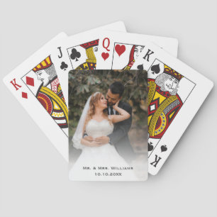 Trendy Chic Classic Bride And Groom Wedding Photo Poker Cards