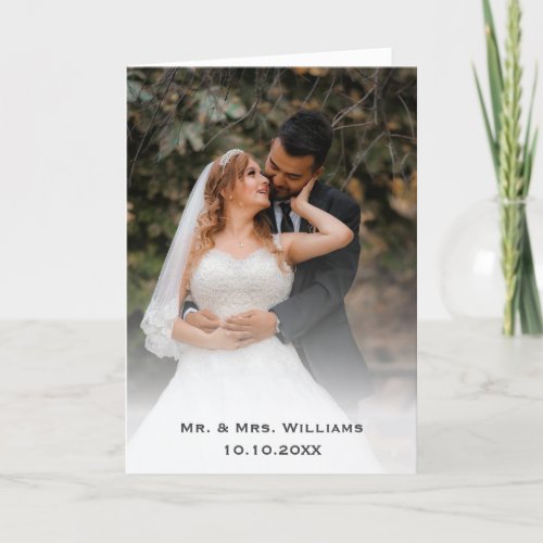 Trendy Chic Classic Bride And Groom Wedding Photo Thank You Card