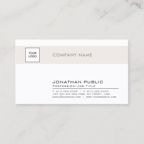 Trendy Chic Clean Design Company Plain With Logo Business Card