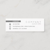 Trendy Chic Contemporary White Mini Business Card (Back)
