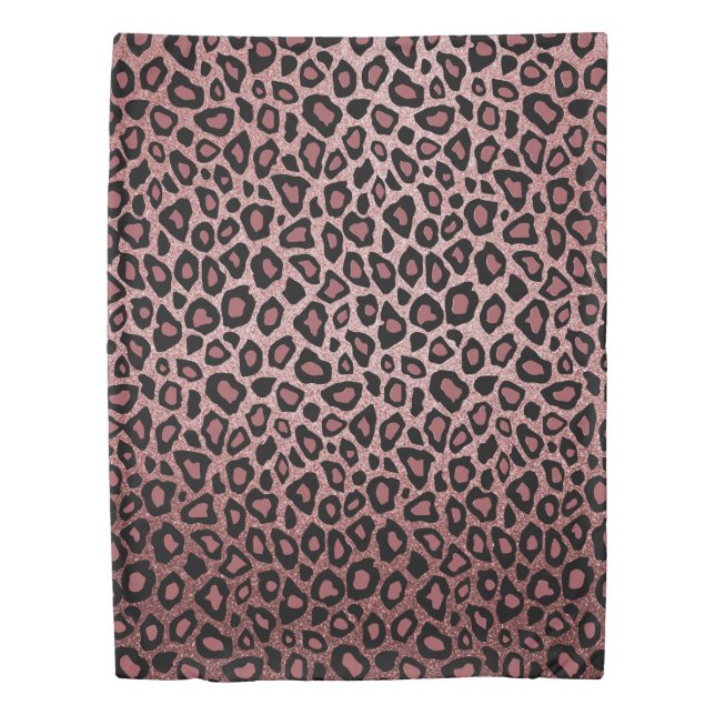 Trendy Chic Dusty Rose Leopard Skin Print Duvet Cover (Front)
