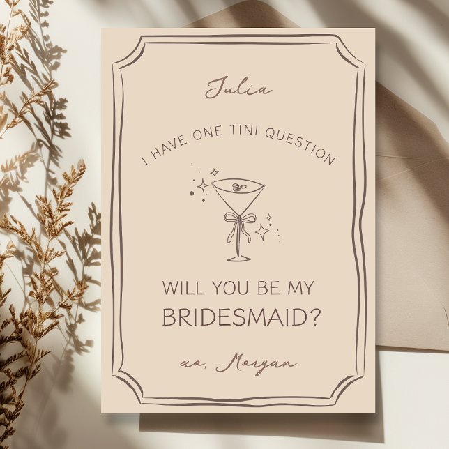 Trendy Chic Espresso Martini Bridesmaid Proposal Card (Creator Uploaded)