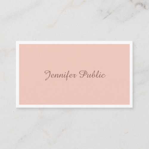 Trendy Chic Freehand Script Elegant Modern Plain Business Card