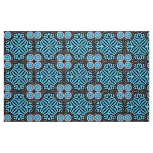 Trendy Chic Geometric Black and Turquoise Pattern Fabric