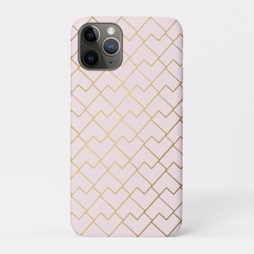 Trendy Chic Geometric Golden Blush Tiles Pattern iPhone 11 Pro Case