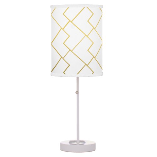 Trendy Chic Geometric Golden Tiles Pattern Table Lamp