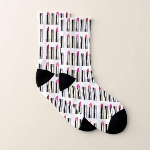 trendy chic girly makeup artist lipstick pattern socks
