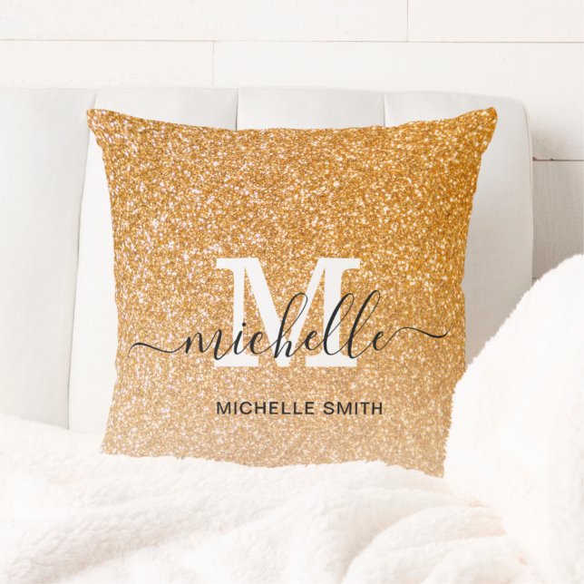 Trendy Chic Girly Script Monogram Name  Throw Pillow (Creator Uploaded)