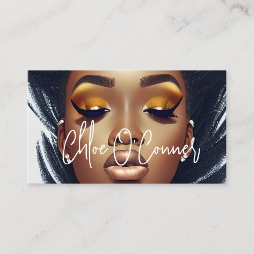 Trendy Chic Gold Glitter Eyelash Hair Makeup Salon Business Card