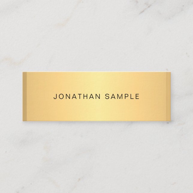 Trendy Chic Gold Look Modern Minimalist Creative Mini Business Card (Front)