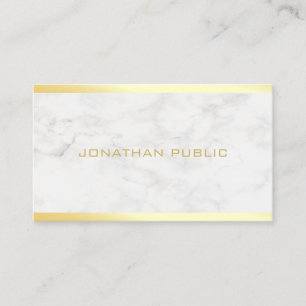 Trendy Chic Gold Text Name Marble Template Modern Business Card