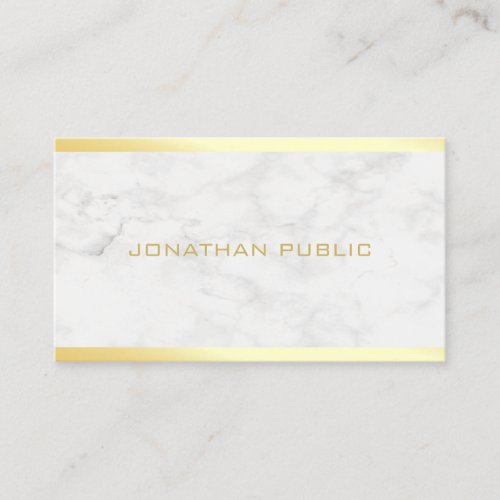 Trendy Chic Gold Text Name Marble Template Modern Business Card