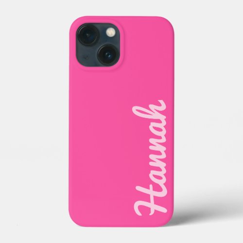 Trendy Chic Hot Pink Personalized Name iPhone 13 Mini Case