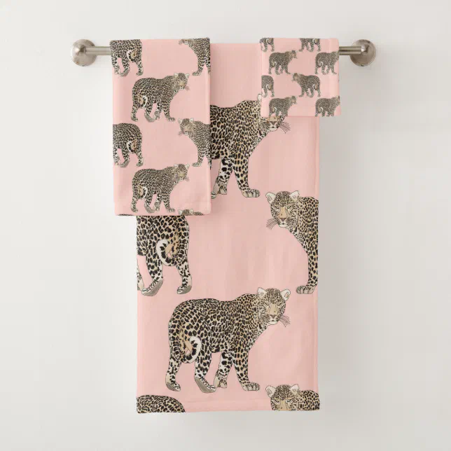 Trendy Chic Leopard Animal Pattern Bath Towel Set Zazzle