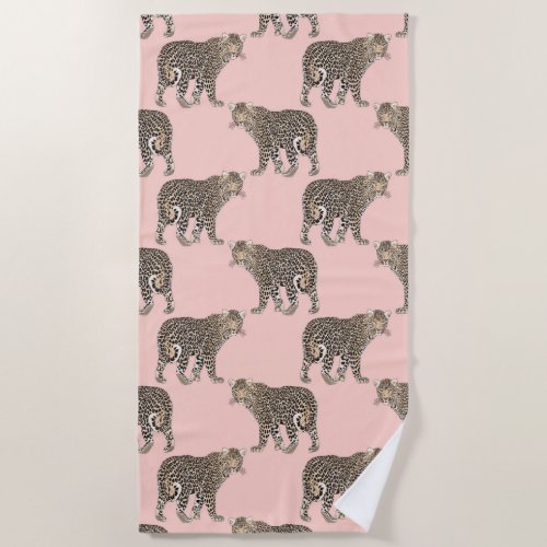 Trendy Chic Leopard Animal Pattern Beach Towel