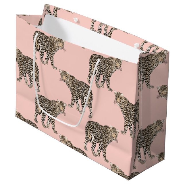 Trendy Chic Leopard Animal Pattern Large Gift Bag (Front Angled)
