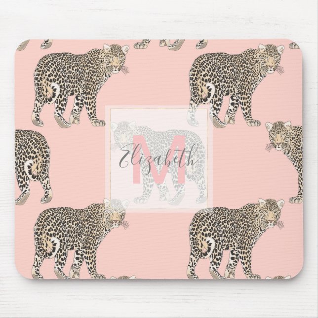 Trendy Chic Leopard Animal Pattern Mouse Pad (Front)