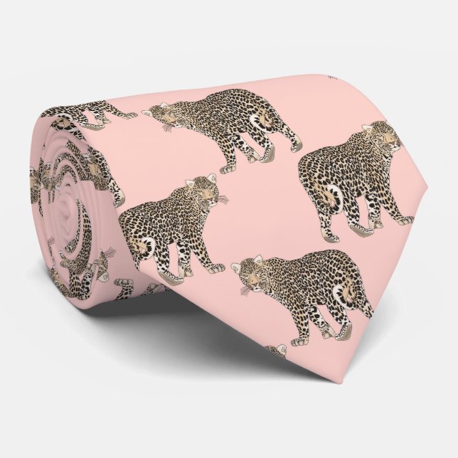 Trendy Chic Leopard Animal Pattern Neck Tie (Rolled)
