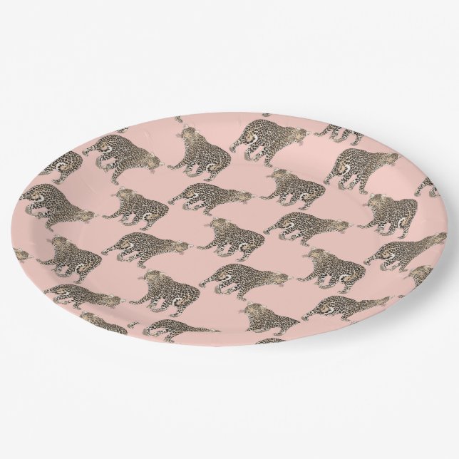 Trendy Chic Leopard Animal Pattern Paper Plates (Angled)