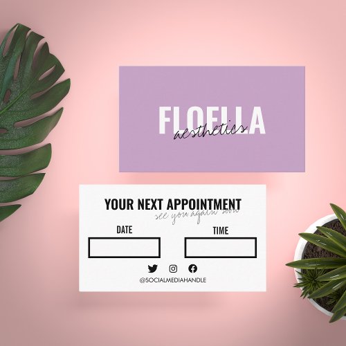 Trendy Chic Lilac Hair Stylist Beauty Appointments Business Card