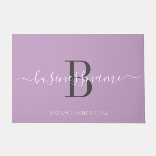 Trendy Chic Lilac Monogram Custom Business Logo Doormat
