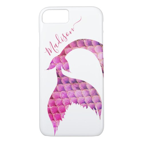 Trendy Chic Mermaid Tail Glitter Personalized iPhone 87 Case