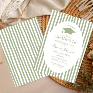 Trendy Chic Minimalist Stripe Graduation Invitation