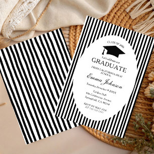Trendy Chic Minimalist Stripe Graduation Invitation