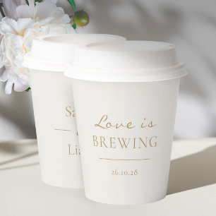 Trendy Chic Minimalistic Love is Brewing Paper Cups