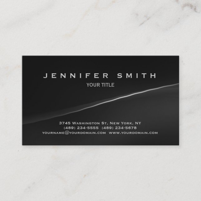 Trendy Chic Modern Black Grey Business Card (Front)