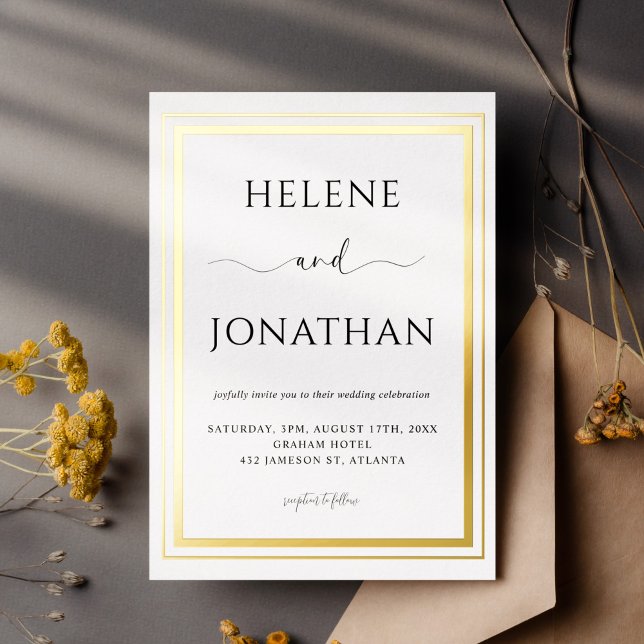 Trendy Chic Modern Calligraphy Elegant Wedding Foil Invitation (Trendy Chic Modern Calligraphy Elegant Wedding Foil Invitation)