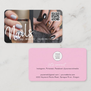 Trendy chic modern QR code nails photo Business Bu Business Card