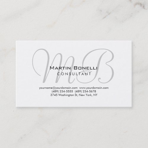 Trendy Chic Monogram Consultant Business Card