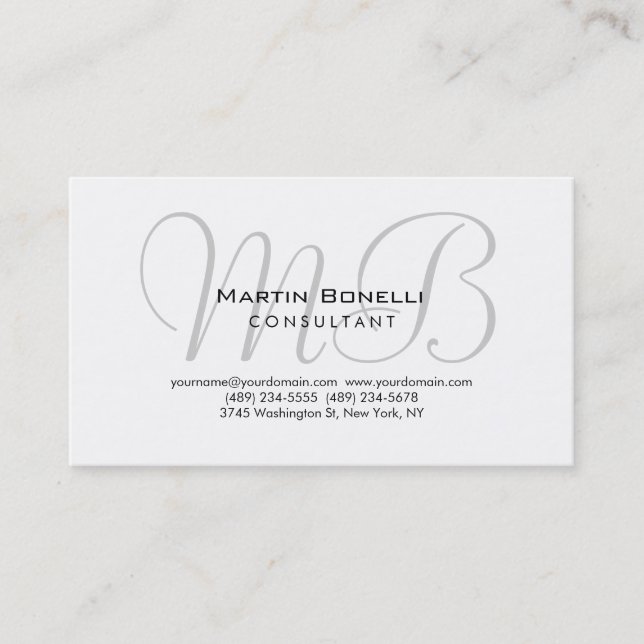 Trendy Chic Monogram Consultant Business Card (Front)
