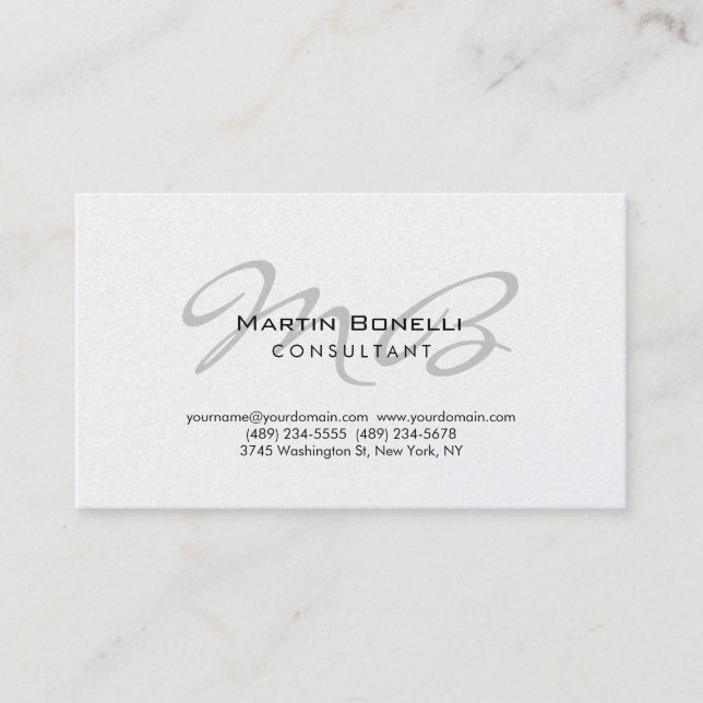 Trendy Chic Monogram Consultant Business Card (Front)