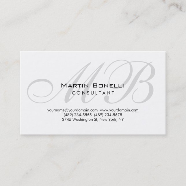 Trendy Chic Monogram Consultant Business Card (Front)
