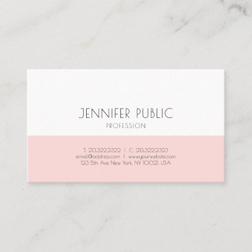 Trendy Chic Monogram Simple Blush Pink Plain Luxe Business Card