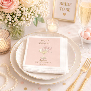 Trendy Chic Pearls & Prosecco Bridal Shower Napkins
