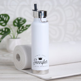 Trendy Chic Pilates Princess Black Typography Water Bottle