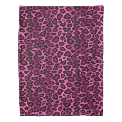 Trendy Chic Pink  Black Leopard Print Duvet Cover