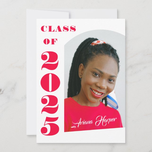 Trendy Chic Pink Script Class Of 2025 Grad Party Invitation (Front)