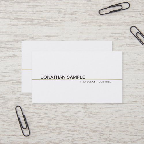 Trendy Chic Plain Modern Professional Simple White Business Card