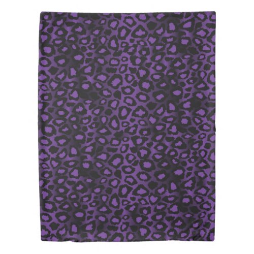 Trendy Chic Purple  Black Leopard Print Duvet Cover