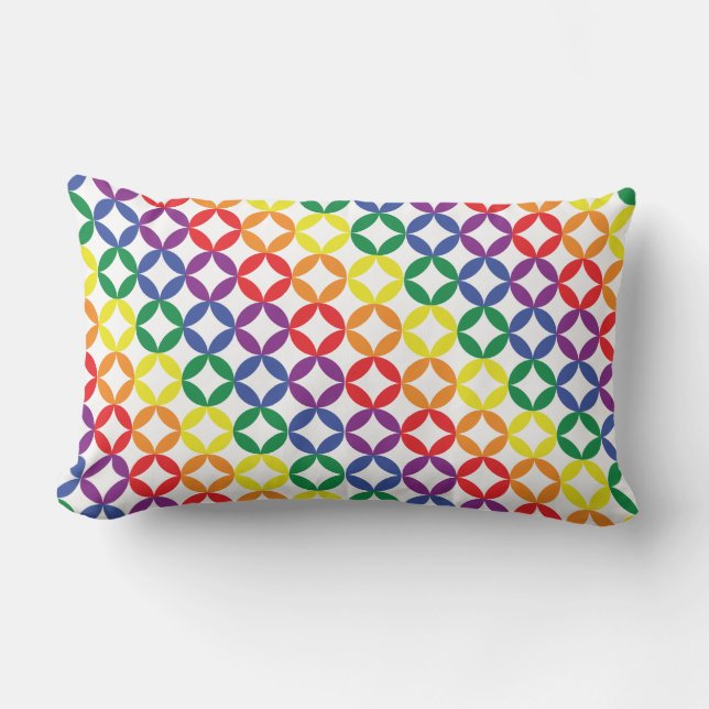 Trendy Chic Rainbow Diamonds Pattern Lumbar Pillow (Front)