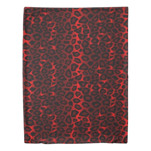 Trendy Chic Red  Black Leopard Print Duvet Cover