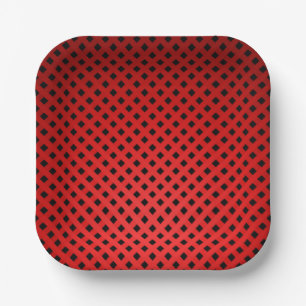 Trendy & Chic Red & Black Stripe Pattern Paper Plates
