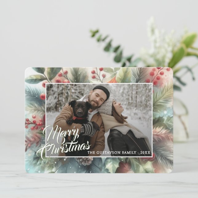 Trendy Chic Red Floral Berries Holiday Wreath (Standing Front)