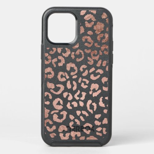 Trendy chic rose gold cheetah leopard pattern OtterBox symmetry iPhone 12 case