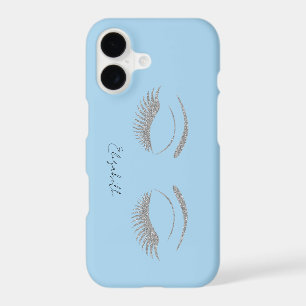 Trendy Chic Silver Glitter Faux Lashes iPhone 17 Case