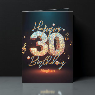 Trendy Chic Sparkling Disco Dance 30th Birthday Card